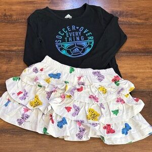 **Bundle** Adidas Soccer Tee Hanna Andersson Butterfly Ruffled Skort Size 5